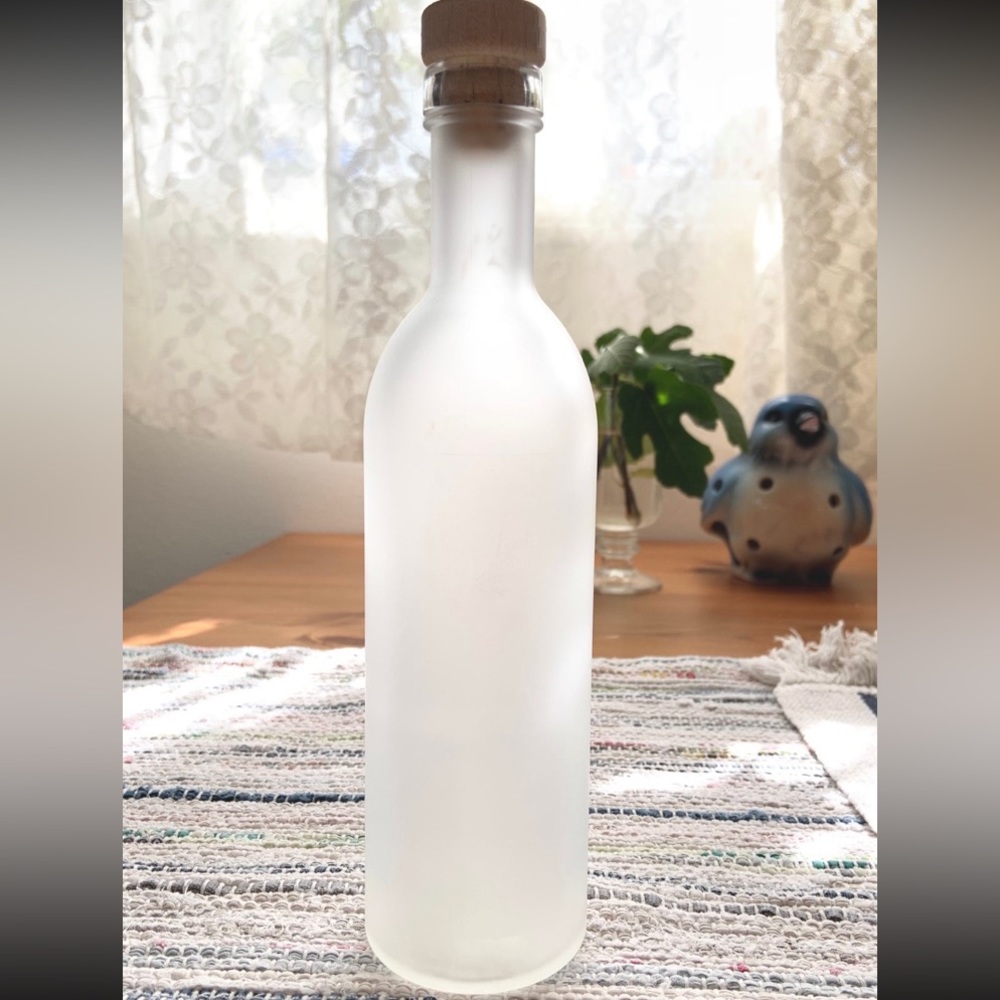 Frosted Glass Bottle With Wood Cork / White Frosted Glass Bottle / Glass Bottle - Picture 2 of 12